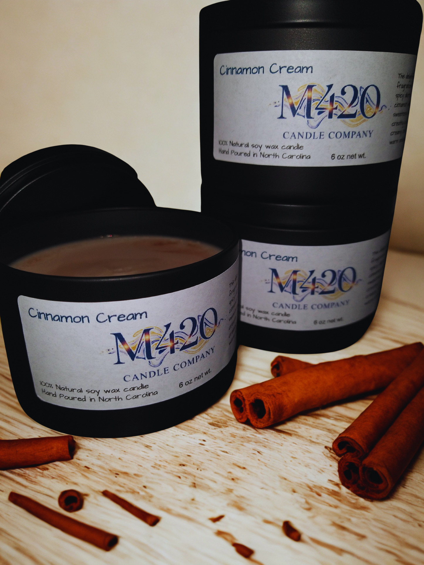 Cinnamon Cream Candle (No Flame) 6oz.